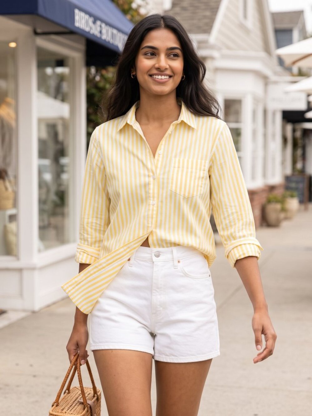 Trovata Birds of Paradis Yellow Stripe Shirt M